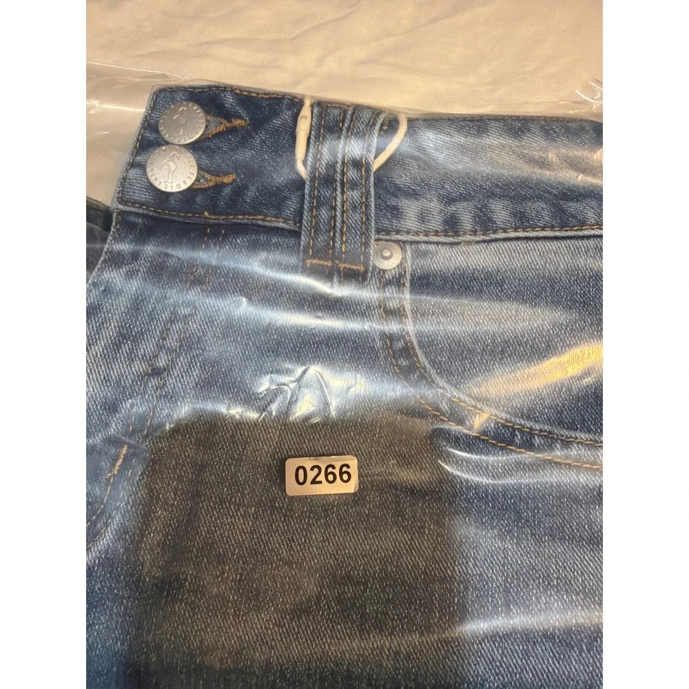 Flamingals Wash Split Studded Mid Waist Denim Shorts Blue XS 273132 XC